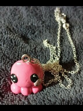 Pink Octopus Kawaii Pendant Necklace